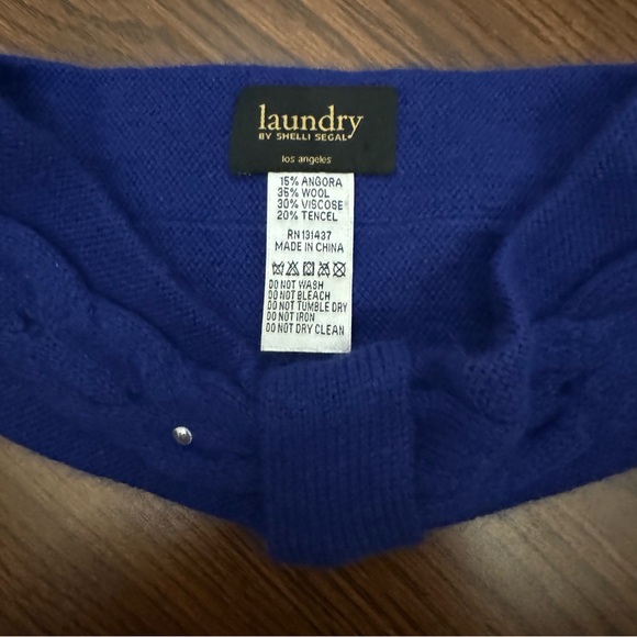 Laundry Shelli Segal Set Wool Gloves and Headband Ear Warmer Royal Blue Metallic - Picture 10 of 14